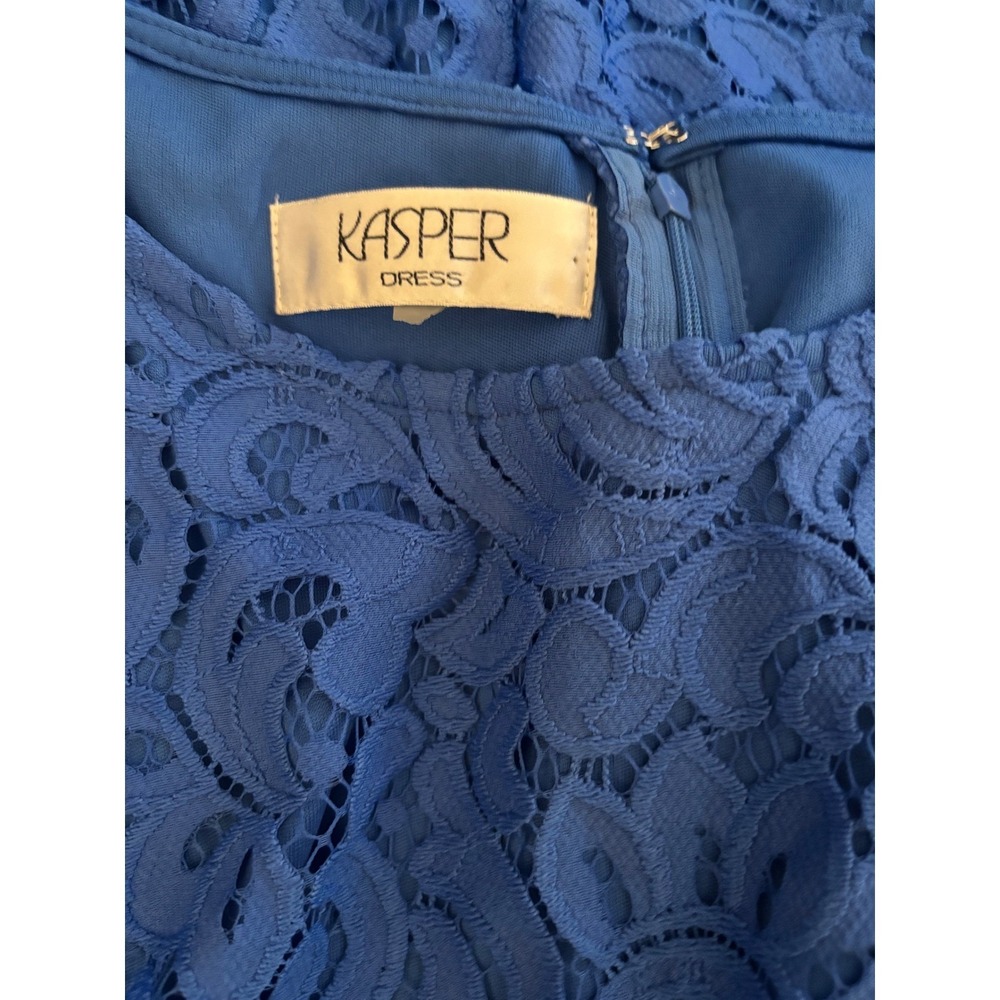 Kasper Blue Lace Sheath Dress Size 8 NWT Lined Cocktail Brunch Office MSRP $99 - Picture 3 of 8